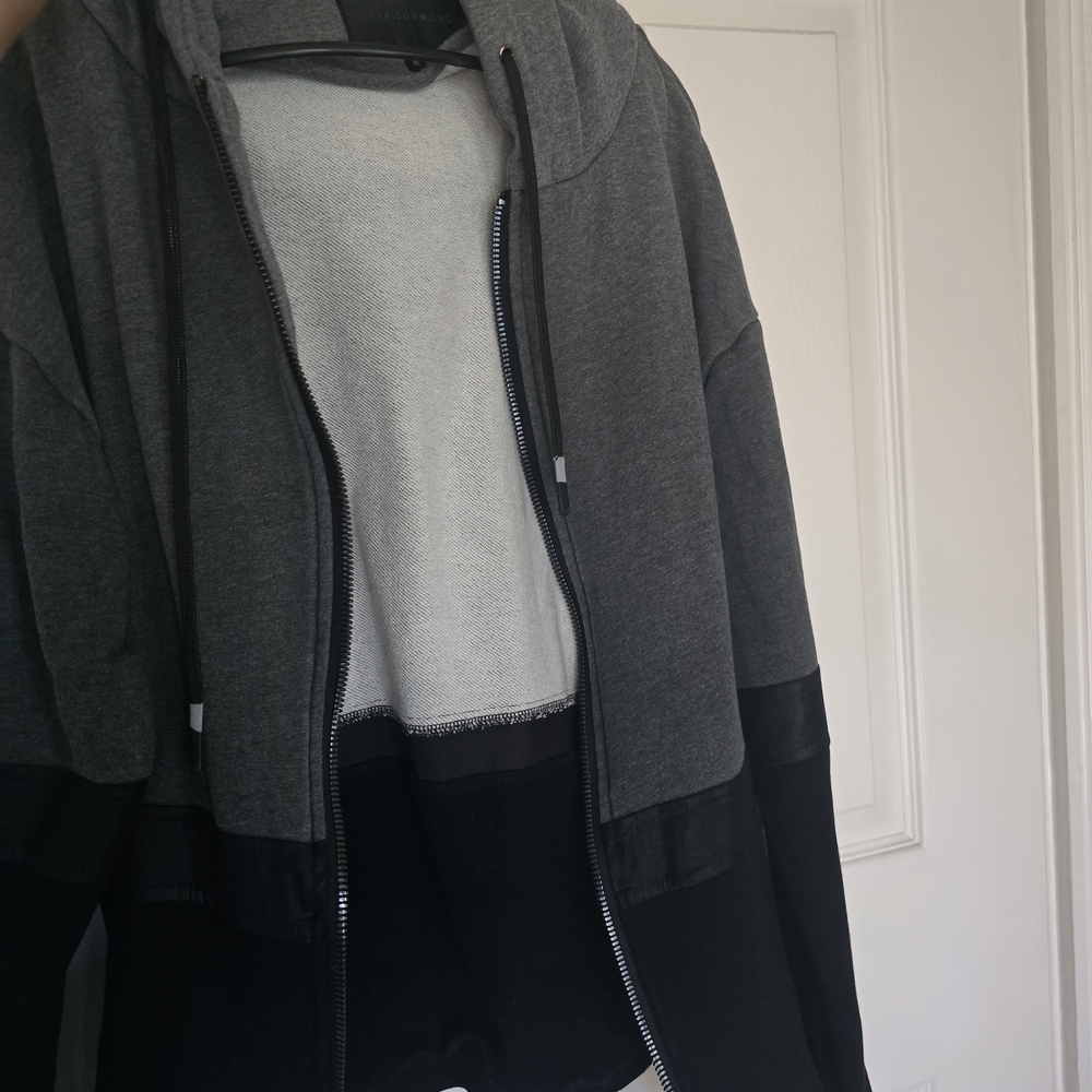 Stylish Gray and Black Bomber Jacket